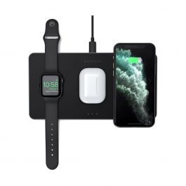 Черна безжична зарядна станция от Satechi за iPhone, Apple Watch и AirPods